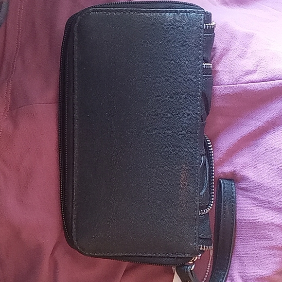 Black Zipper wallet with silver zipper rufflel accents - Picture 3 of 5